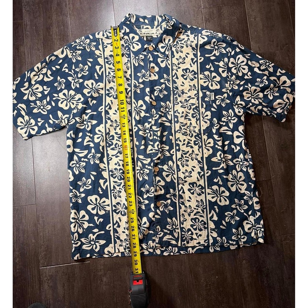 O'Neill Button Down Shirt Mens Large Blue Floral Hawaiian Short Sleeve Tropical - Picture 5 of 7